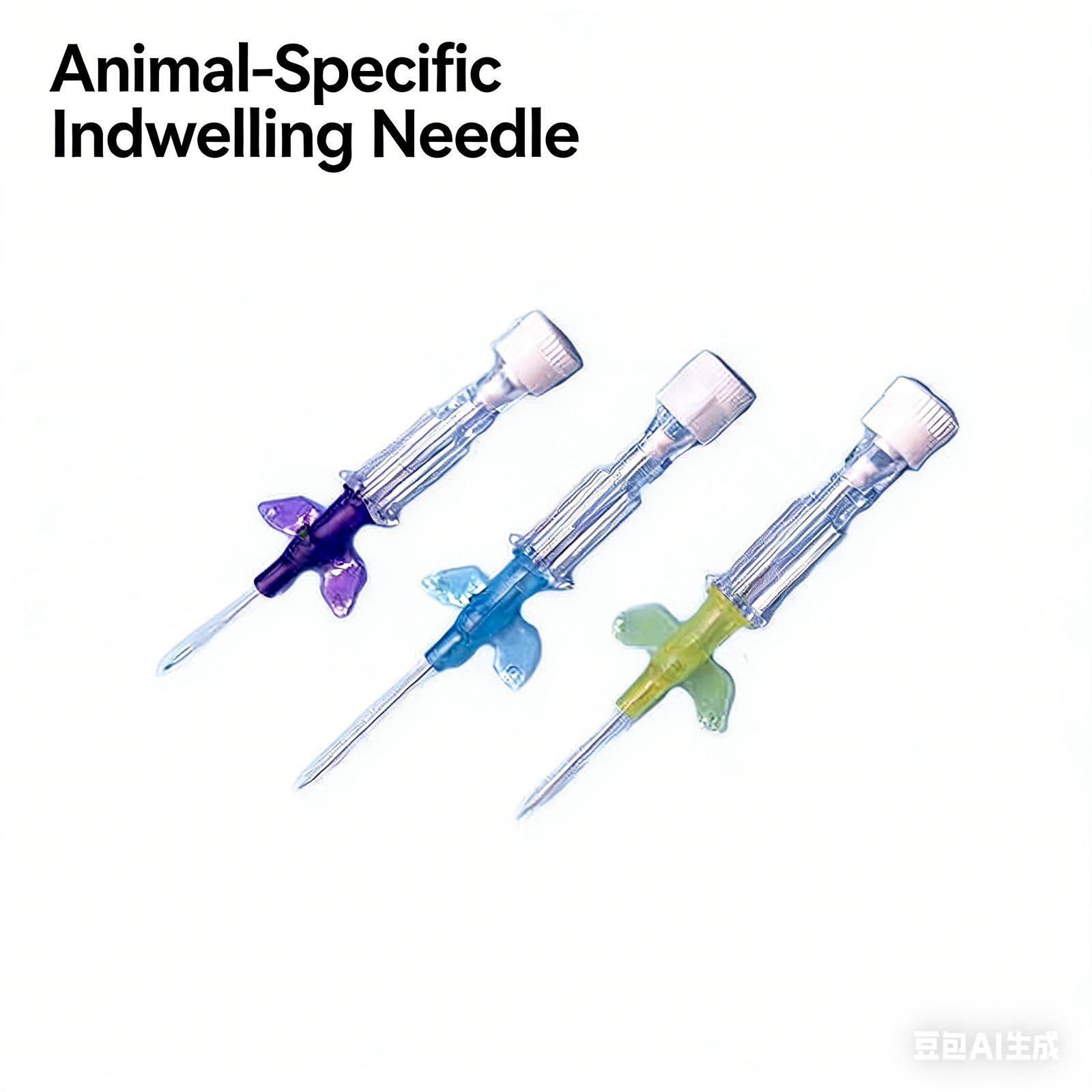 将图片中中文翻译并改背景 (5) Catheter with Guide Wire | LumaVet Veterinary Equipment