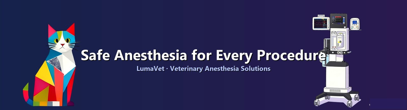 Veterinary anesthesia machine and cat illustration