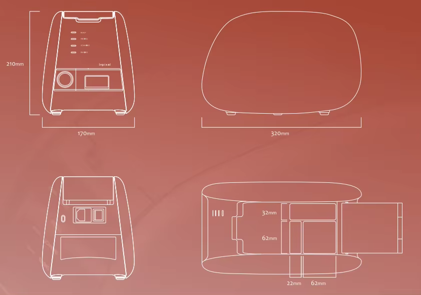 IDEN-CR01 Dental CR Image Plate Scanner — dimensions