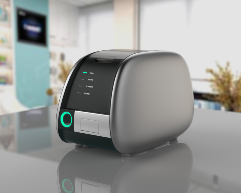 IDEN-CR01 dental CR scanner — alternate angle in clinical setting
