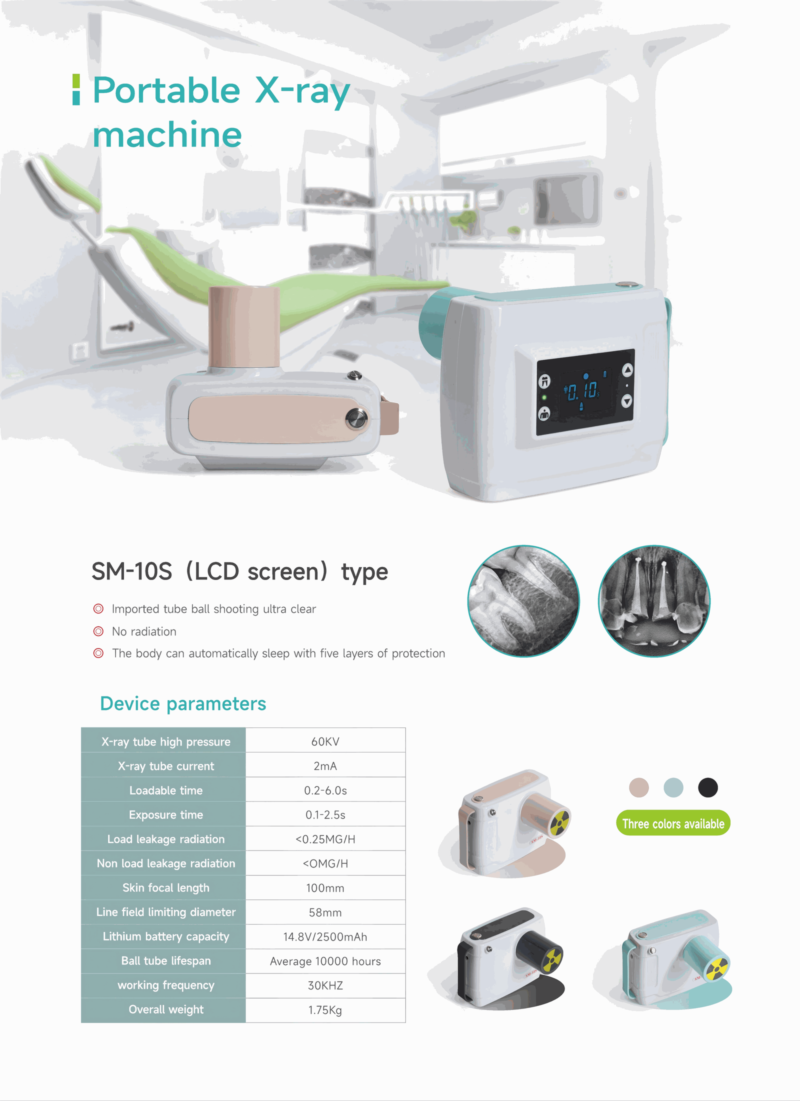 IDEN-X3 specification brochure — SM-10S compact portable dental X-ray unit