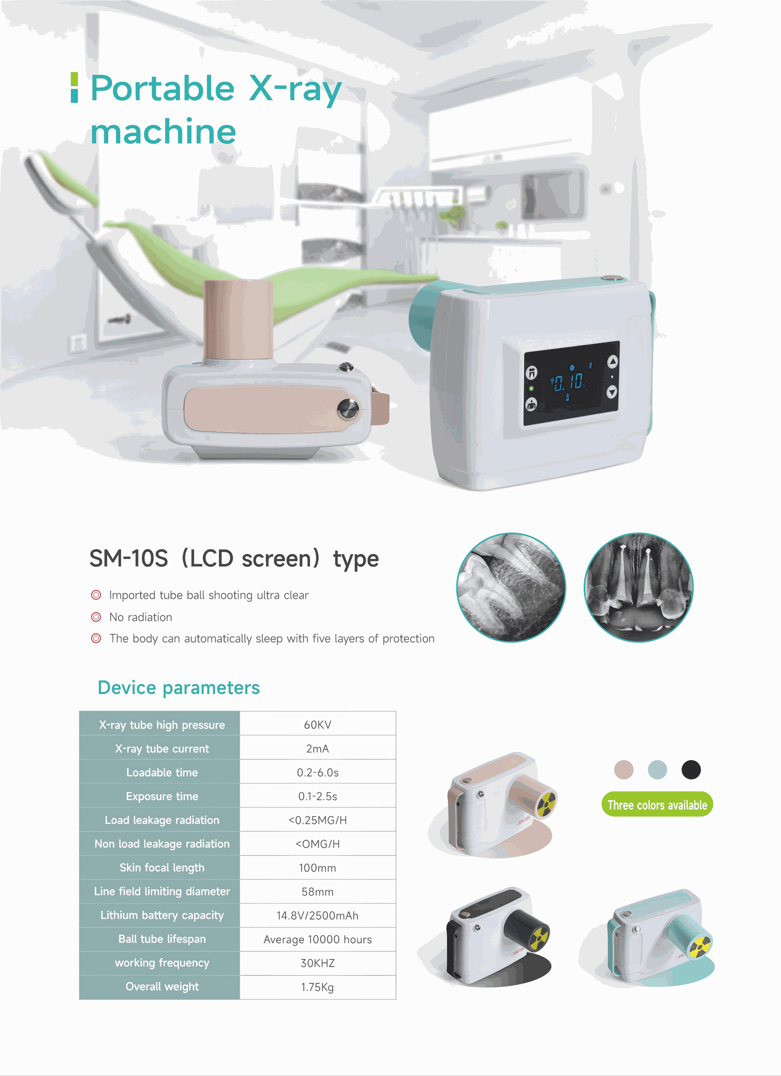 IDEN-X3 Compact Portable Dental X-Ray Unit — specification brochure