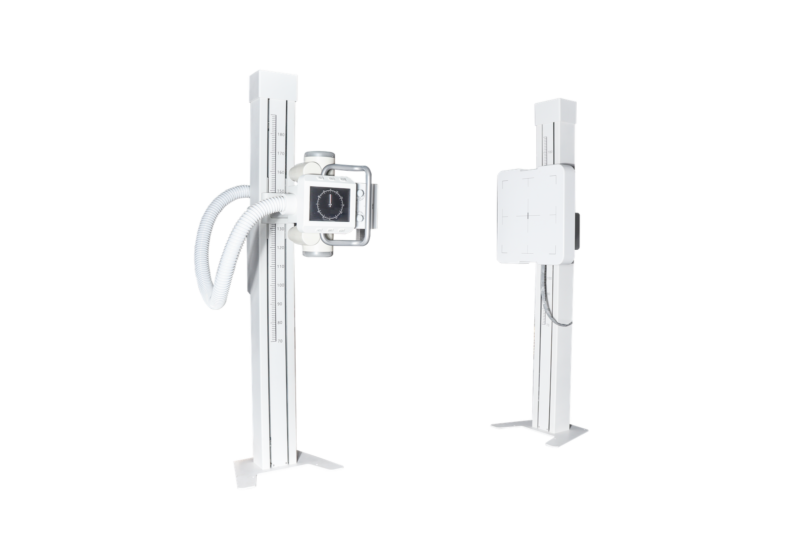 iVision-630X single-rail DR system — vertical bucky and tube column on floor rails