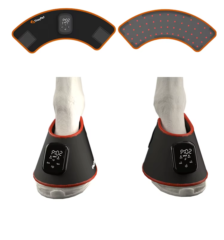 IWA-RLT30 — wraparound LED hoof therapy pad fitted on equine hoof
