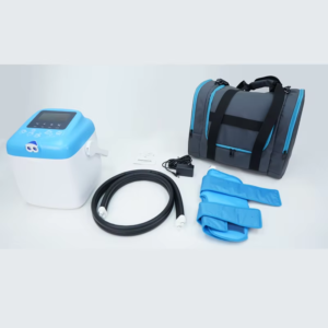 IWA-SCT20 equine air compression cold therapy system — controller, multi-channel hose, limb wraps, and insulated carrying bag