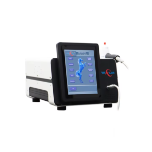 IWA-SWT10 compact portable pneumatic shockwave therapy system — front view with HD touchscreen and handle