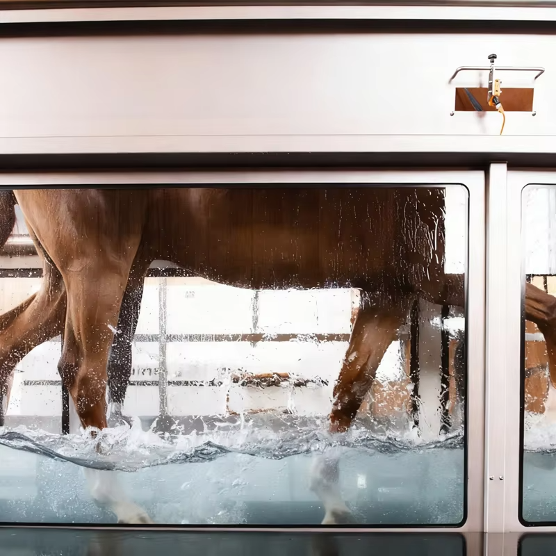IWA-TM10 — horse walking inside underwater treadmill chamber IWA-TM10 — horse walking inside underwater treadmill chamber