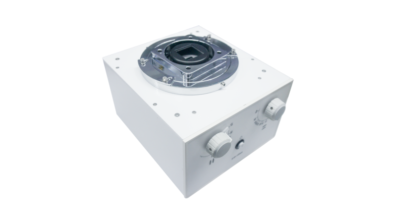 Manual X-ray collimator - three-quarter view with field size and source-to-image distance setting knobs