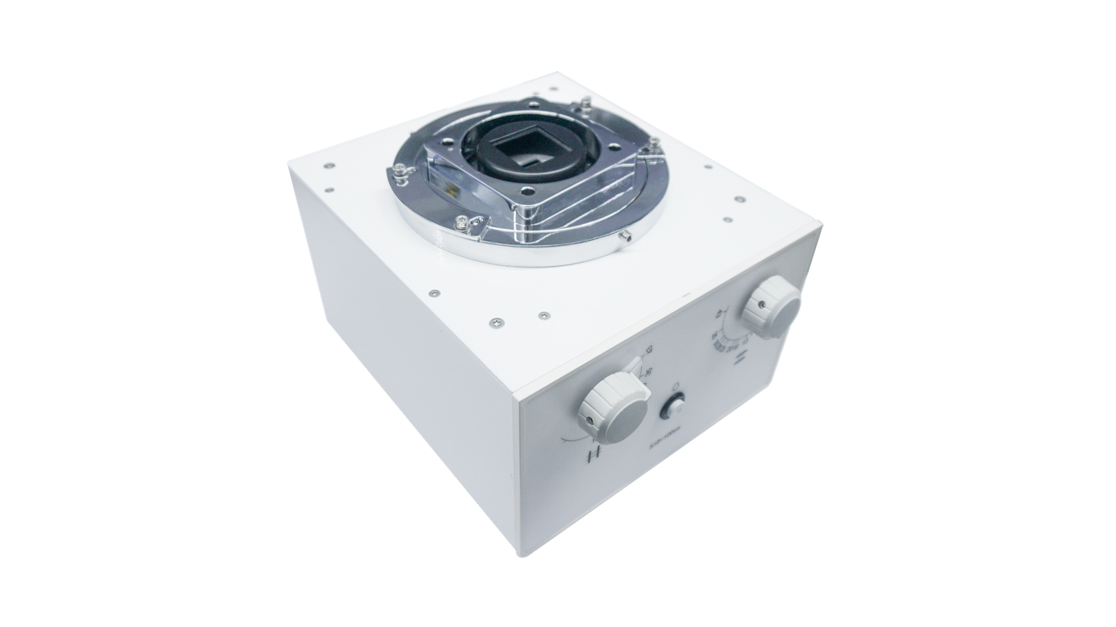 Manual X-ray collimator - three-quarter view with field size and source-to-image distance setting knobs