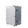 Portable veterinary dental unit closed in its aluminium trolley case with telescopic handle and corner protection