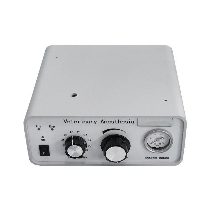 VA60 veterinary anesthesia ventilator - control panel with respiratory rate dial, tidal volume dial, source pressure gauge and inspiration/expiration indicators