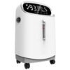 V-Y501W 5L veterinary oxygen concentrator - large display showing oxygen purity, cumulative runtime and flow, with front flowmeter and casters