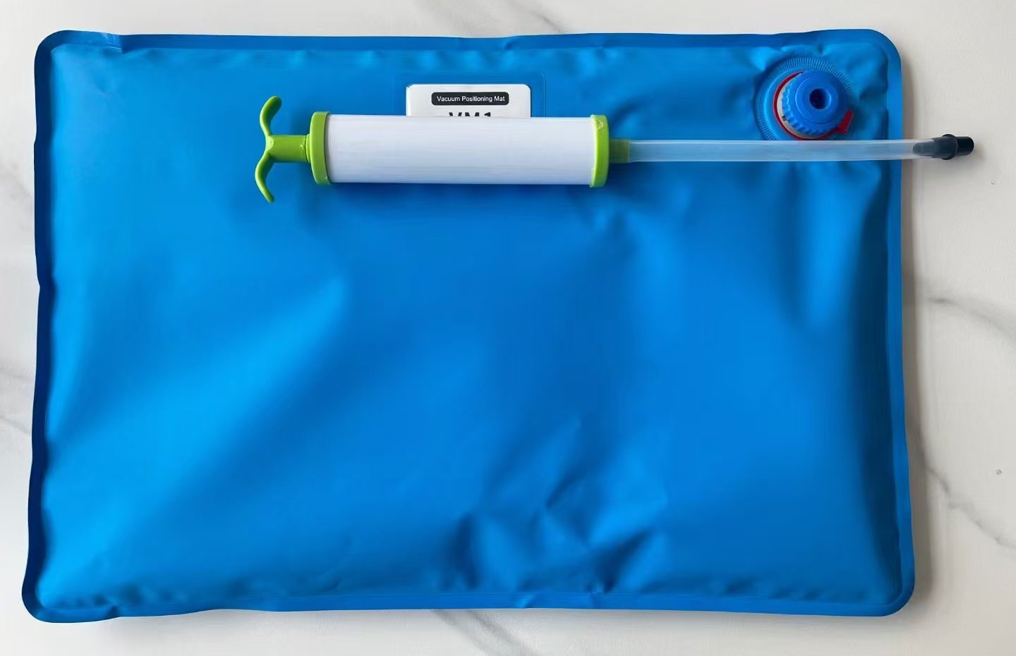 VM1 veterinary vacuum positioning mat - blue polyurethane mat with vacuum valve and manual pump with connecting tube
