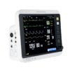 VM12 veterinary monitor, angled view showing side-panel sensor connectors for ECG, SpO2, temperature, CO2 and IBP