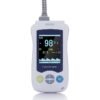 VM2 handheld pulse oximeter with the SpO2 sensor cable connected at the top port