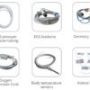 VP12 veterinary monitor accessories: NIBP extension tubing, ECG lead cable, SpO2 probes, SpO2 extension cable, temperature sensor and animal cuffs